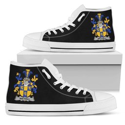 Irish Wethill Coat of Arms Family Crest Ireland High Top Shoes (Women's/Men's) Black/ White Irish Shoes