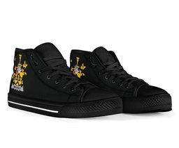 Irish Walpole Coat of Arms Family Crest Ireland High Top Shoes (Women's/Men's) Black/ White Irish Shoes