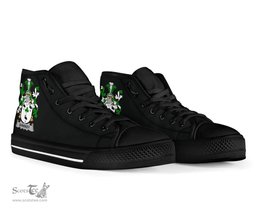Irish Sharkey or O'Sharkey Coat of Arms Family Crest Ireland High Top Shoes (Women's/Men's) Black/ White Irish Shoes