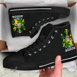 Irish Westenra Coat of Arms Family Crest Ireland High Top Shoes (Women's/Men's) Black/ White Irish Shoes