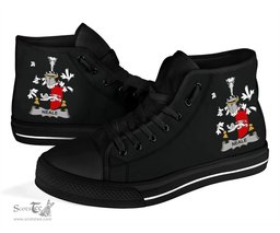 Irish Neale Coat of Arms Family Crest Ireland High Top Shoes (Women's/Men's) Black/ White Irish Shoes