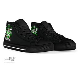 Irish Wynne Coat of Arms Family Crest Ireland High Top Shoes (Women's/Men's) Black/ White Irish Shoes