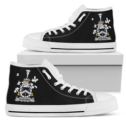 Irish Penteny Coat of Arms Family Crest Ireland High Top Shoes (Women's/Men's) Black/ White Irish Shoes