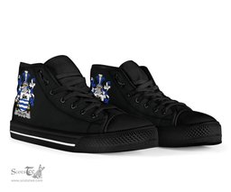 Irish Phillips Coat of Arms Family Crest Ireland High Top Shoes (Women's/Men's) Black/ White Irish Shoes