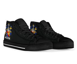 Irish Penrose Coat of Arms Family Crest Ireland High Top Shoes (Women's/Men's) Black/ White Irish Shoes