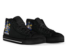 Irish Wallis Coat of Arms Family Crest Ireland High Top Shoes (Women's/Men's) Black/ White Irish Shoes
