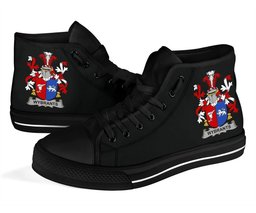 Irish Wybrants Coat of Arms Family Crest Ireland High Top Shoes (Women's/Men's) Black/ White Irish Shoes
