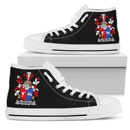 Irish Wybrants Coat of Arms Family Crest Ireland High Top Shoes (Women's/Men's) Black/ White Irish Shoes