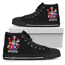 Irish Wybrants Coat of Arms Family Crest Ireland High Top Shoes (Women's/Men's) Black/ White Irish Shoes