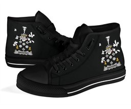 Irish Wadding Coat of Arms Family Crest Ireland High Top Shoes (Women's/Men's) Black/ White Irish Shoes
