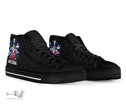 Irish Trant or Trent Coat of Arms Family Crest Ireland High Top Shoes (Women's/Men's) Black/ White Irish Shoes