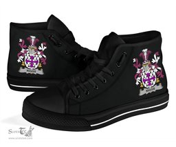 Irish Riggs Coat of Arms Family Crest Ireland High Top Shoes (Women's/Men's) Black/ White Irish Shoes