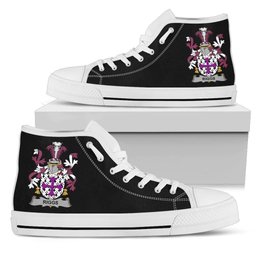 Irish Riggs Coat of Arms Family Crest Ireland High Top Shoes (Women's/Men's) Black/ White Irish Shoes