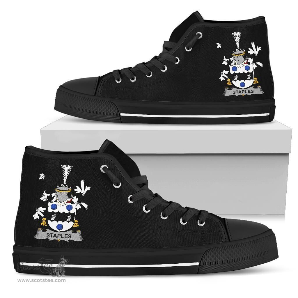 Irish Staples Coat of Arms Family Crest Ireland High Top Shoes (Women's/Men's) Black/ White Irish Shoes