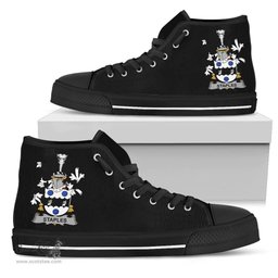 Irish Staples Coat of Arms Family Crest Ireland High Top Shoes (Women's/Men's) Black/ White Irish Shoes