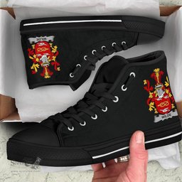 Irish Wilde Coat of Arms Family Crest Ireland High Top Shoes (Women's/Men's) Black/ White Irish Shoes