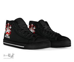 Irish Walsh Coat of Arms Family Crest Ireland High Top Shoes (Women's/Men's) Black/ White Irish Shoes