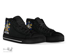 Irish Wade Coat of Arms Family Crest Ireland High Top Shoes (Women's/Men's) Black/ White Irish Shoes