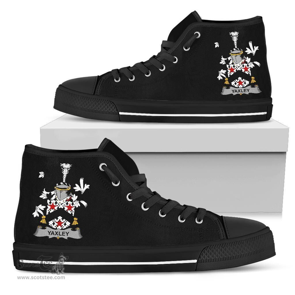 Irish Yaxley Coat of Arms Family Crest Ireland High Top Shoes (Women's/Men's) Black/ White Irish Shoes