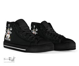 Irish Whalley Coat of Arms Family Crest Ireland High Top Shoes (Women's/Men's) Black/ White Irish Shoes