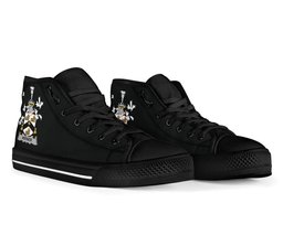 Irish Verner Coat of Arms Family Crest Ireland High Top Shoes (Women's/Men's) Black/ White Irish Shoes
