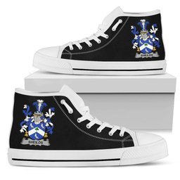 Irish Sheilds Coat of Arms Family Crest Ireland High Top Shoes (Women's/Men's) Black/ White Irish Shoes