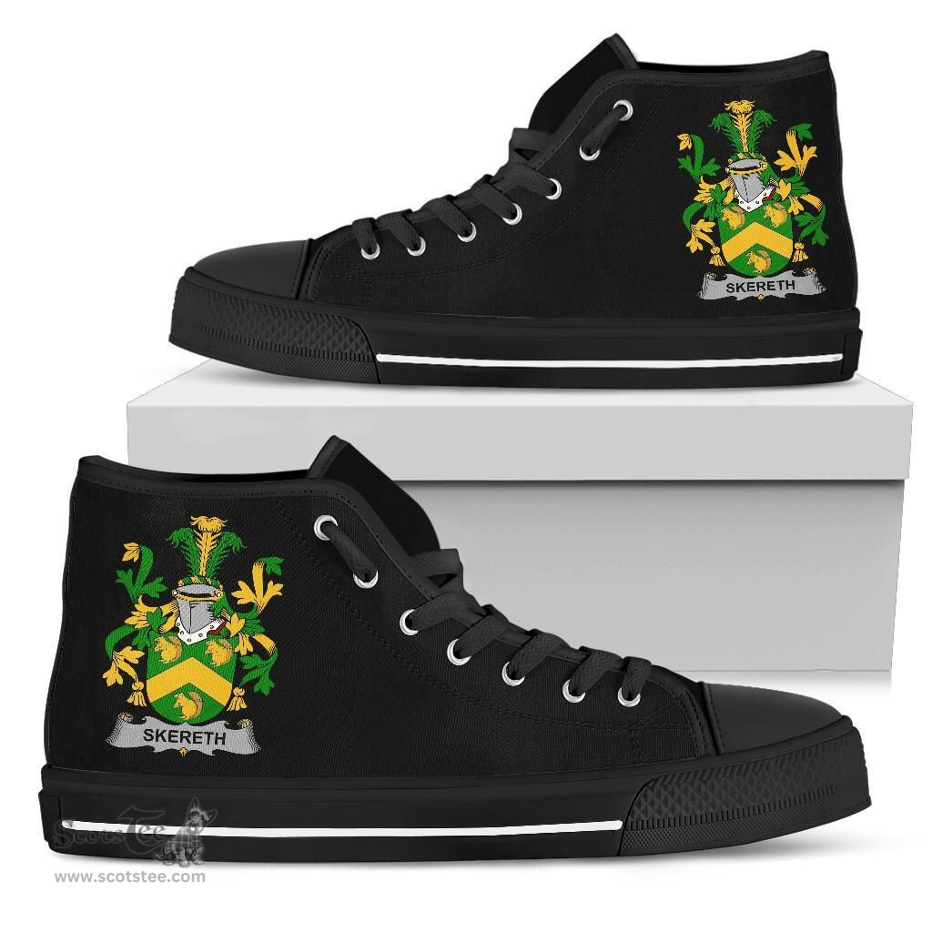 Irish Skereth or Skerret Coat of Arms Family Crest Ireland High Top Shoes (Women's/Men's) Black/ White Irish Shoes