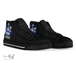 Irish Richardson Coat of Arms Family Crest Ireland High Top Shoes (Women's/Men's) Black/ White Irish Shoes