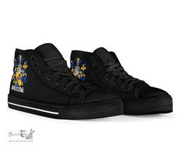 Irish Tilson Coat of Arms Family Crest Ireland High Top Shoes (Women's/Men's) Black/ White Irish Shoes