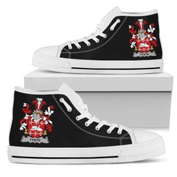 Irish Tynte Coat of Arms Family Crest Ireland High Top Shoes (Women's/Men's) Black/ White Irish Shoes
