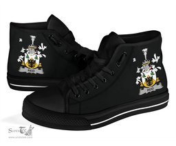 Irish Reid Coat of Arms Family Crest Ireland High Top Shoes (Women's/Men's) Black/ White Irish Shoes