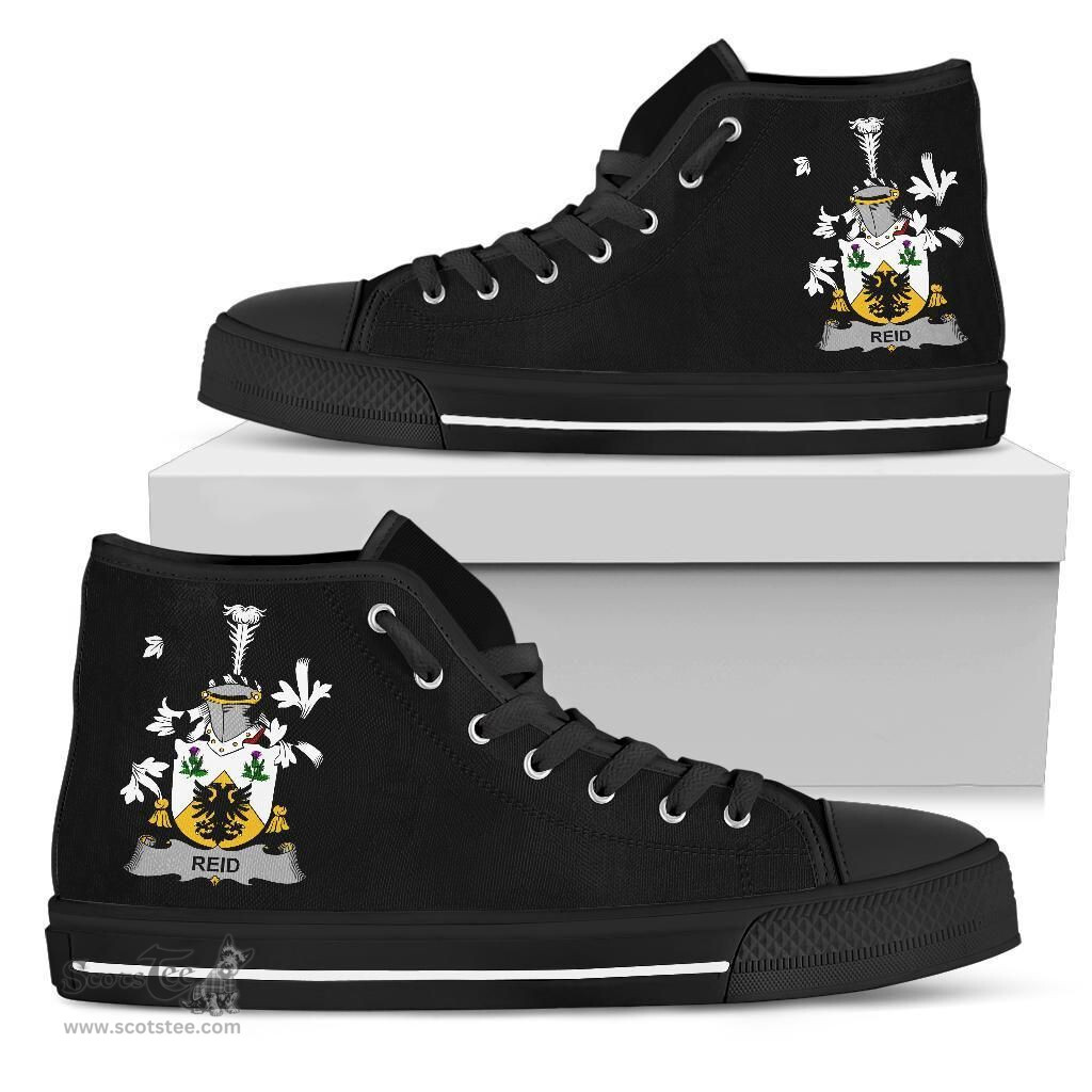 Irish Reid Coat of Arms Family Crest Ireland High Top Shoes (Women's/Men's) Black/ White Irish Shoes