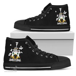 Irish Reid Coat of Arms Family Crest Ireland High Top Shoes (Women's/Men's) Black/ White Irish Shoes