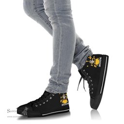 Irish Preston Coat of Arms Family Crest Ireland High Top Shoes (Women's/Men's) Black/ White Irish Shoes