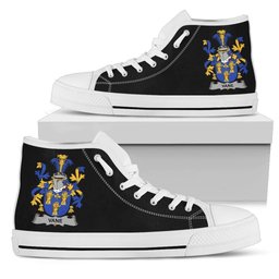 Irish Vane Coat of Arms Family Crest Ireland High Top Shoes (Women's/Men's) Black/ White Irish Shoes