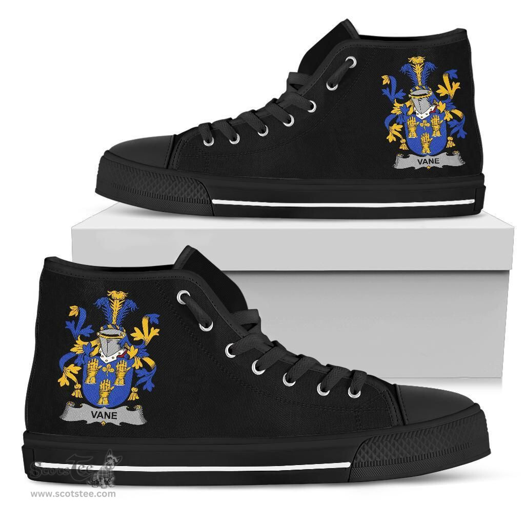Irish Vane Coat of Arms Family Crest Ireland High Top Shoes (Women's/Men's) Black/ White Irish Shoes