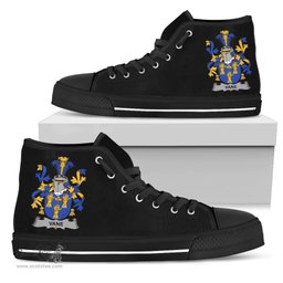 Irish Vane Coat of Arms Family Crest Ireland High Top Shoes (Women's/Men's) Black/ White Irish Shoes