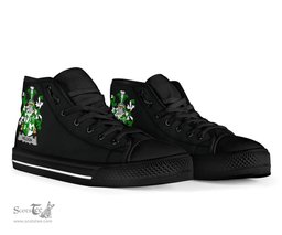 Irish Veldon Coat of Arms Family Crest Ireland High Top Shoes (Women's/Men's) Black/ White Irish Shoes