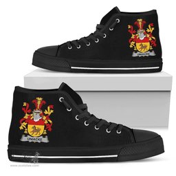 Irish Uniacke Coat of Arms Family Crest Ireland High Top Shoes (Women's/Men's) Black/ White Irish Shoes