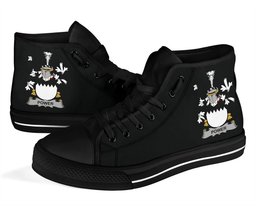 Irish Power Coat of Arms Family Crest Ireland High Top Shoes (Women's/Men's) Black/ White Irish Shoes