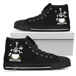 Irish Power Coat of Arms Family Crest Ireland High Top Shoes (Women's/Men's) Black/ White Irish Shoes