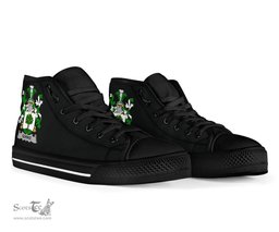 Irish Quirke or O'Quirke Coat of Arms Family Crest Ireland High Top Shoes (Women's/Men's) Black/ White Irish Shoes