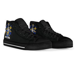 Irish Read Coat of Arms Family Crest Ireland High Top Shoes (Women's/Men's) Black/ White Irish Shoes