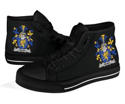 Irish Read Coat of Arms Family Crest Ireland High Top Shoes (Women's/Men's) Black/ White Irish Shoes