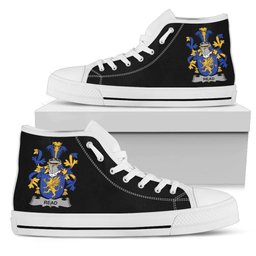 Irish Read Coat of Arms Family Crest Ireland High Top Shoes (Women's/Men's) Black/ White Irish Shoes