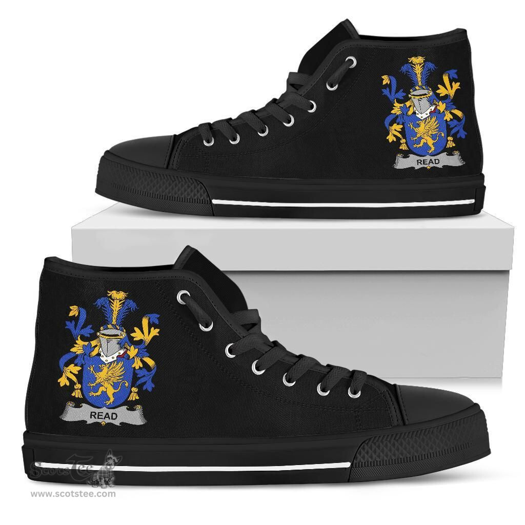 Irish Read Coat of Arms Family Crest Ireland High Top Shoes (Women's/Men's) Black/ White Irish Shoes