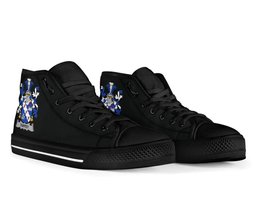 Irish Tarpey Coat of Arms Family Crest Ireland High Top Shoes (Women's/Men's) Black/ White Irish Shoes