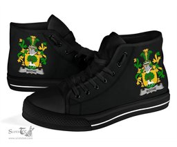 Irish Rothe Coat of Arms Family Crest Ireland High Top Shoes (Women's/Men's) Black/ White Irish Shoes