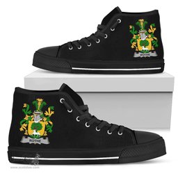 Irish Rothe Coat of Arms Family Crest Ireland High Top Shoes (Women's/Men's) Black/ White Irish Shoes