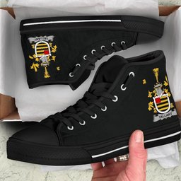 Irish Tallant or Tallon Coat of Arms Family Crest Ireland High Top Shoes (Women's/Men's) Black/ White Irish Shoes